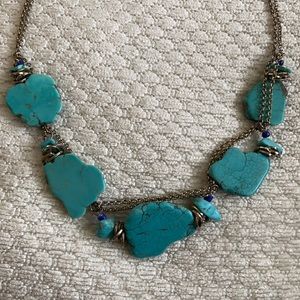 Turquoise and silver statement necklace